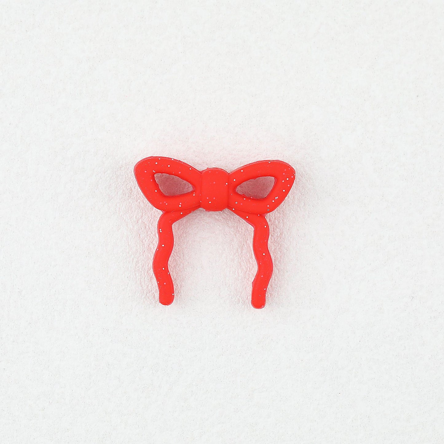 Colorful Bow Silicone Focal Beads with Hole 20 pcs - Red