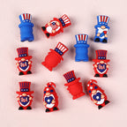 Silicone 3D Focal Beads Independence Day Dwarf USA Text Stars 20pcs 6