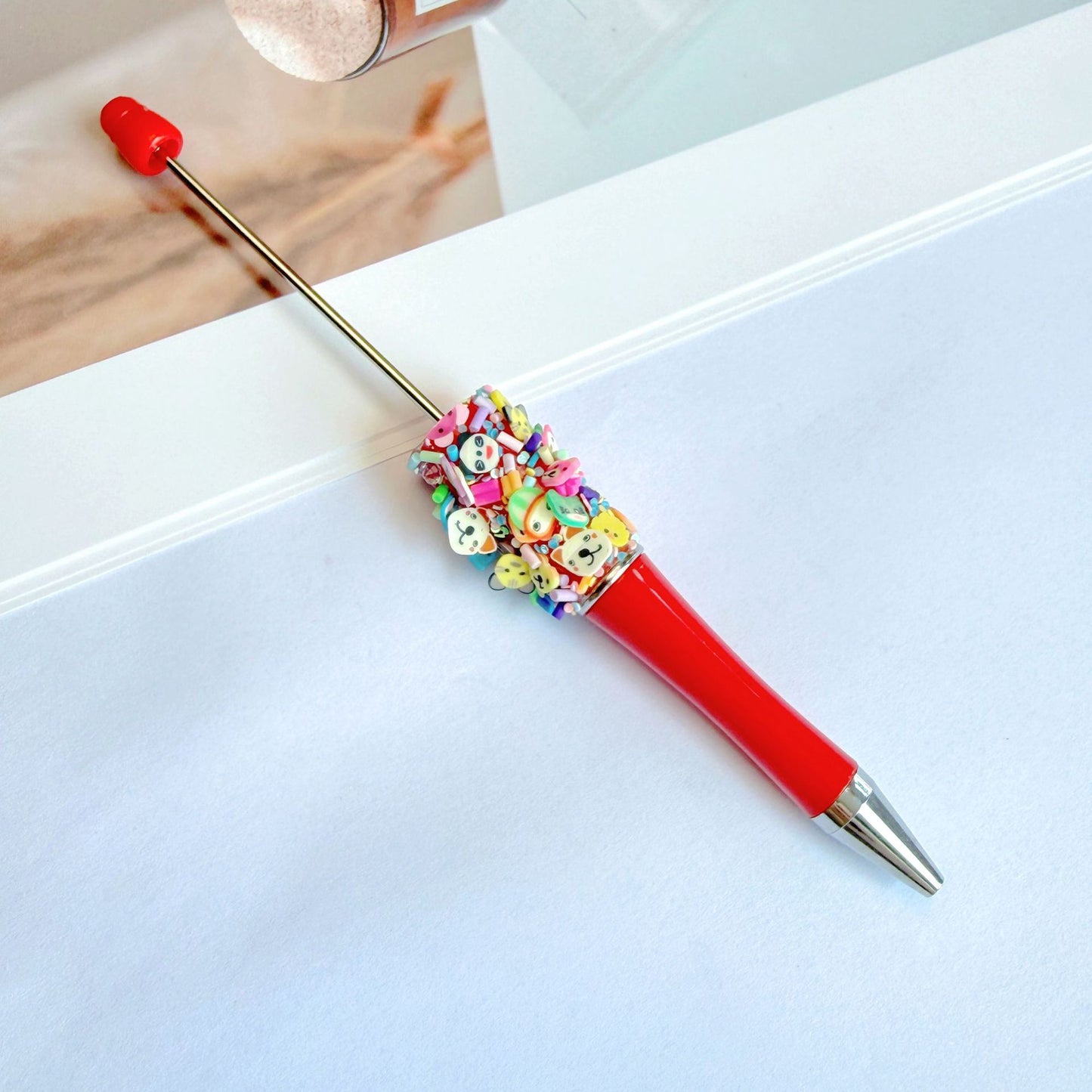 Creative Animal Cartoon Patch Rainbow Heart Beadable Pen 17