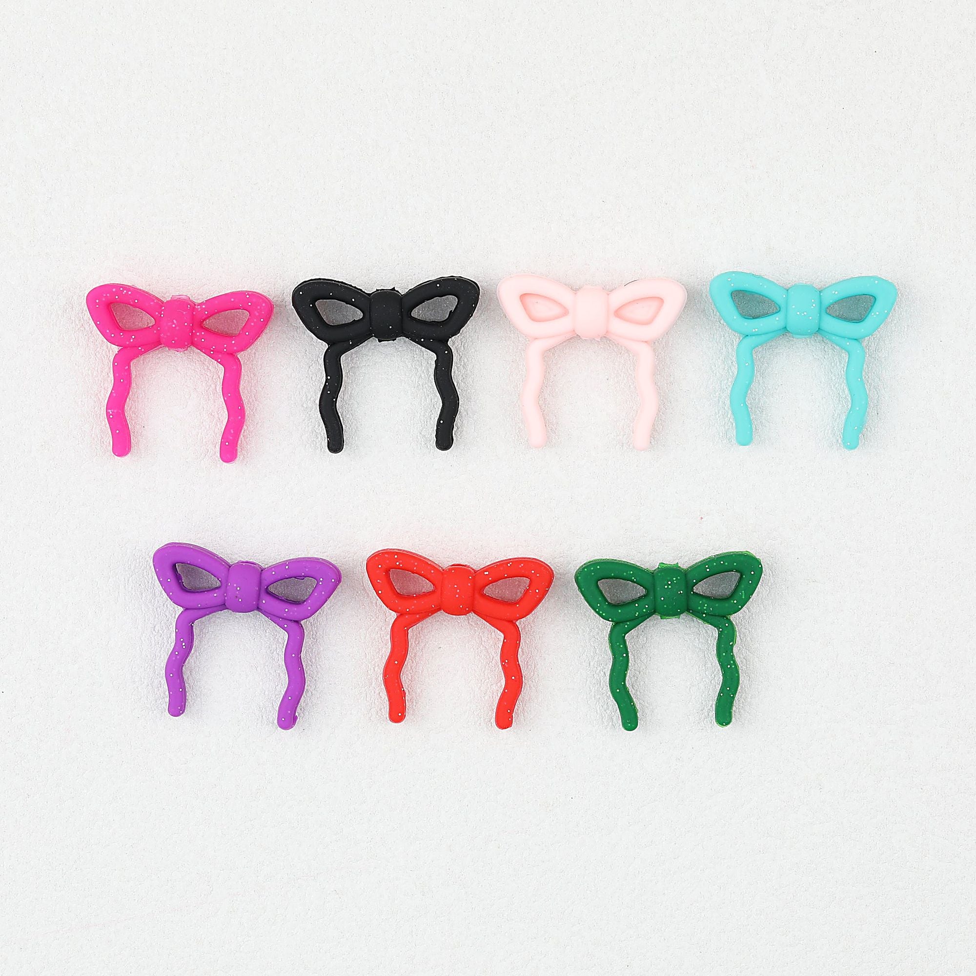 Colorful Bow Silicone Focal Beads with Hole 20 pcs