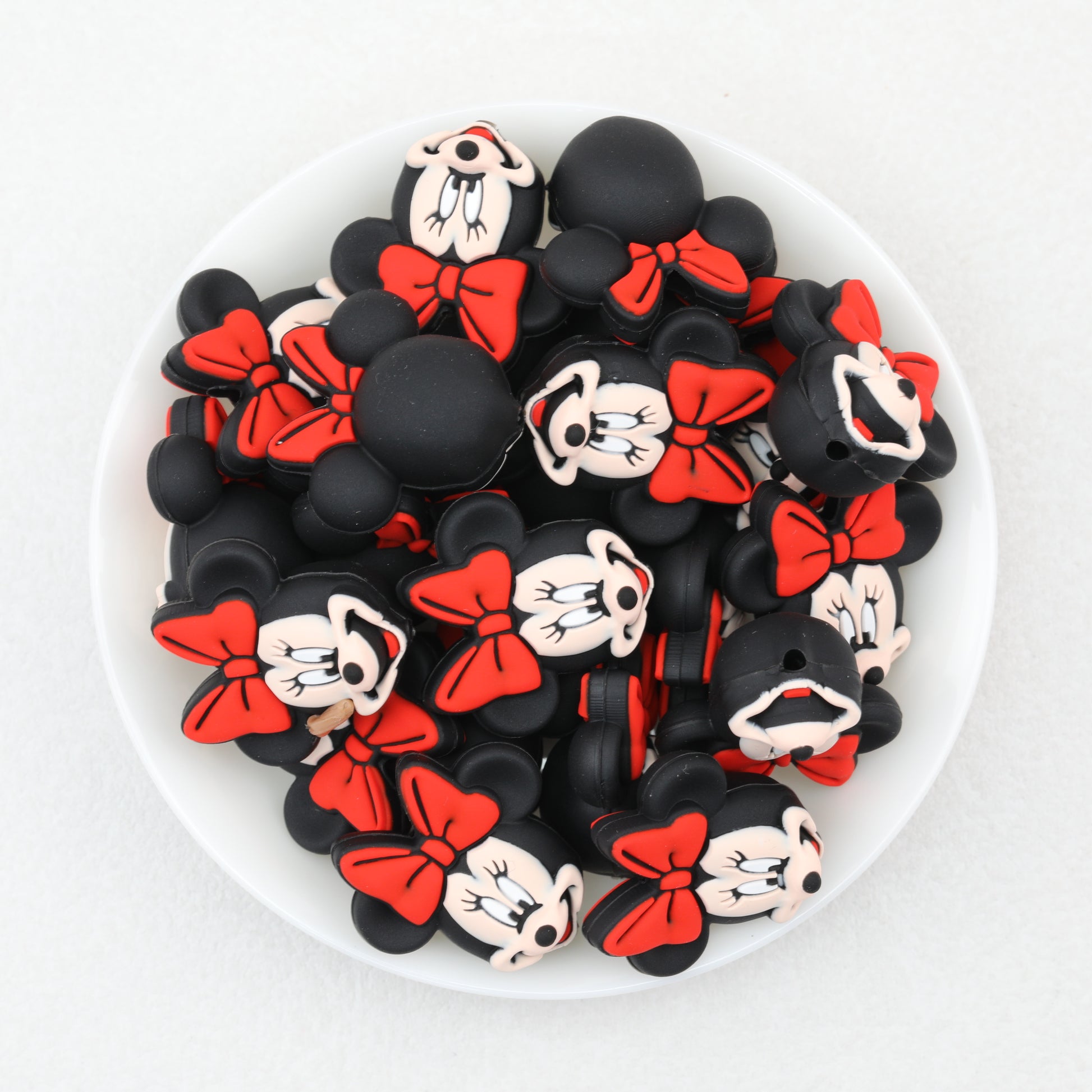 3D Red Bow Minnie Silicone Focal Beads 20pcs 2