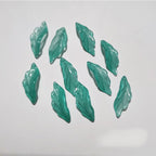 Czech Glass Beads Seaweed Leaf 14x37mm Translucent Green Blue Jasper 100pcs 16