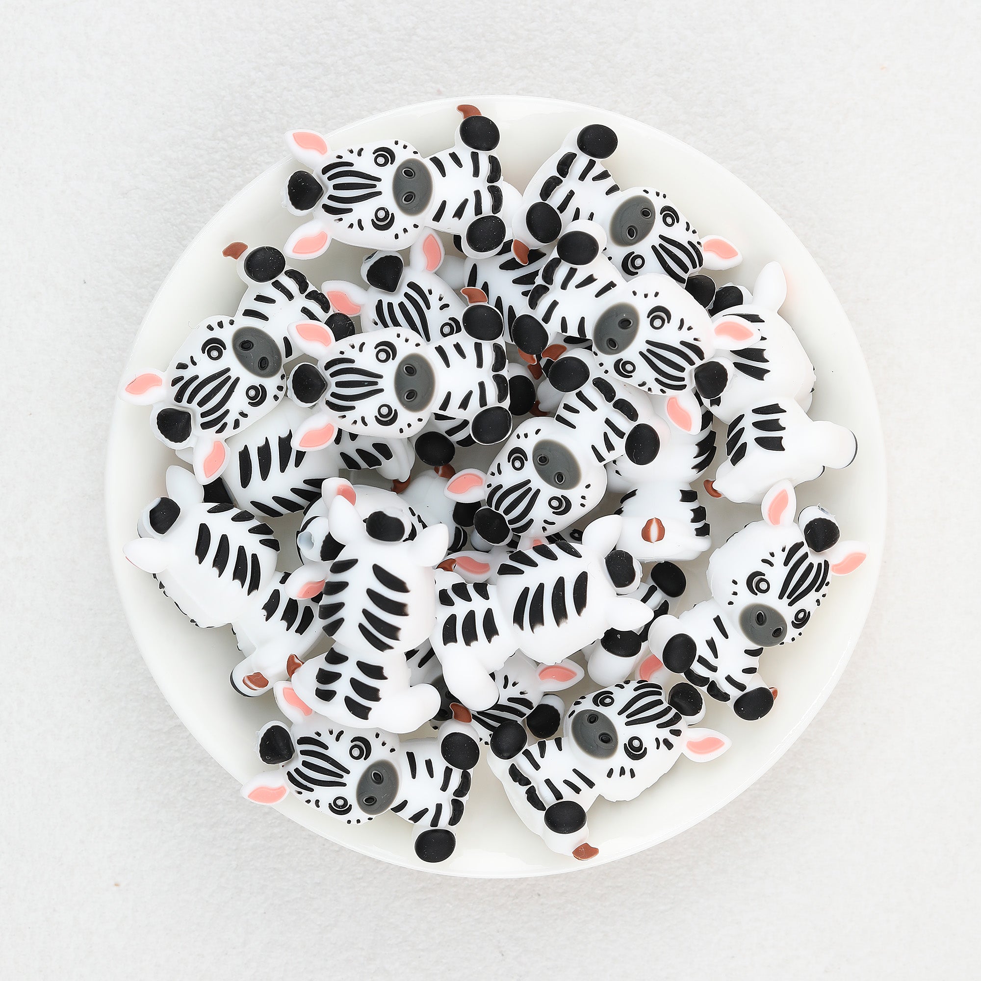 3D Sitting Zebra Silicone Focal Beads 20Pcs 2