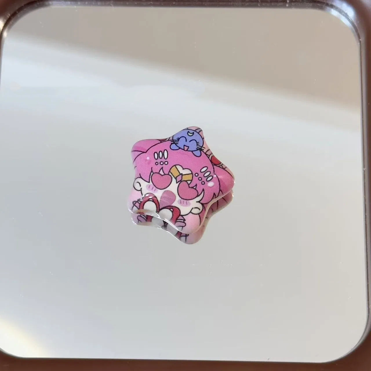 Printed Star Shaped Acrylic Beads 25mm Anime Inspired Design 10pcs 5