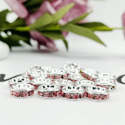 Copper Round Spacer Beads 10mm Large Hole Rhinestone 100pcs 23