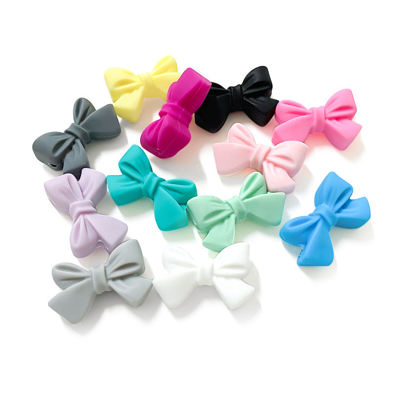 Colorful Bow Silicone Focal Beads 20 pcs