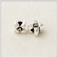 Four-Petal Flower Metal Beads 6mm 8mm Polka Dotted Antique Silver Tone 100pcs 3