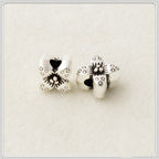 Four-Petal Flower Metal Beads 6mm 8mm Polka Dotted Antique Silver Tone 100pcs 3