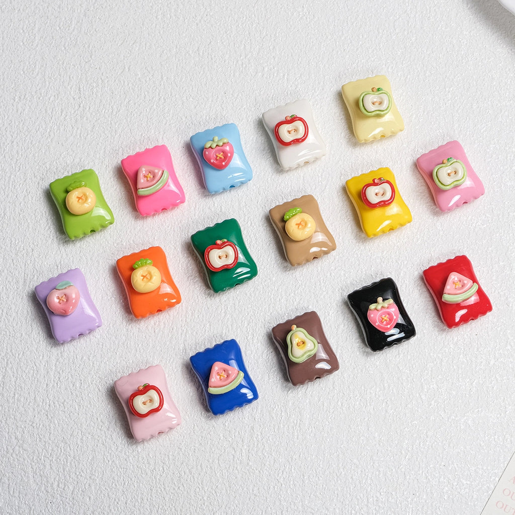 Fruit Snack Bag Acrylic Square Beads 23mm Glossy Detailed 10pcs 2
