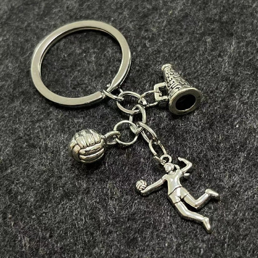 Alloy Horn Volleyball Player Keychain Metal Sports Charm