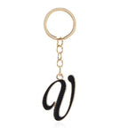 Metal Fashion Letter Keychain Black and Gold Script Design 26