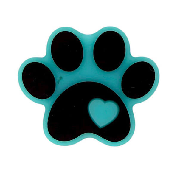 Silicone Focal Beads Paw Print Heart Accent Matte Finish 20pcs 7