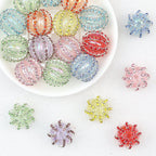 Transparent Iridescent Striped Bubblegum Acrylic Beads 18mm 10pcs