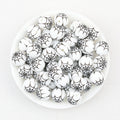 15mm Halloween Spider Web Printed Silicone Beads White Black 50pcs - Large Web