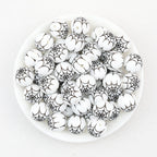15mm Halloween Spider Web Printed Silicone Beads White Black 50pcs - Large Web