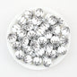 15mm Halloween Spider Web Printed Silicone Beads White Black 50pcs - Large Web
