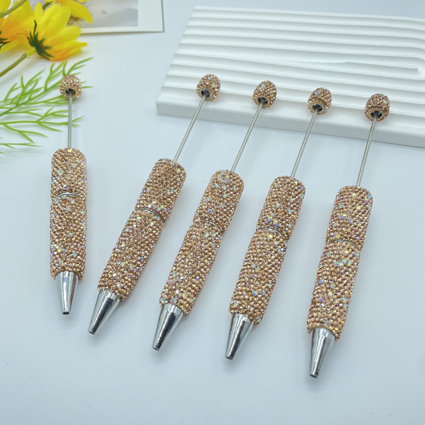 Beadable Pen Full Rhinestone Shimmering Lotus Purple Ballpoint 3