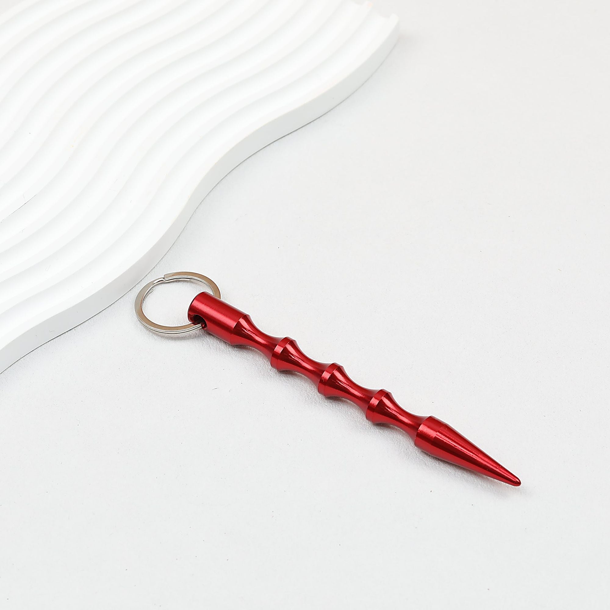 Self Defense Keychain Alloy Aviation Aluminum Bamboo Design - red