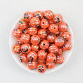 Iridescent Pumpkin Acrylic Beads Wholesale, Halloween Electroplated Striped Jack-O-Lantern, 15.7mm