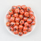 Iridescent Pumpkin Acrylic Beads Wholesale, Halloween Electroplated Striped Jack-O-Lantern, 15.7mm