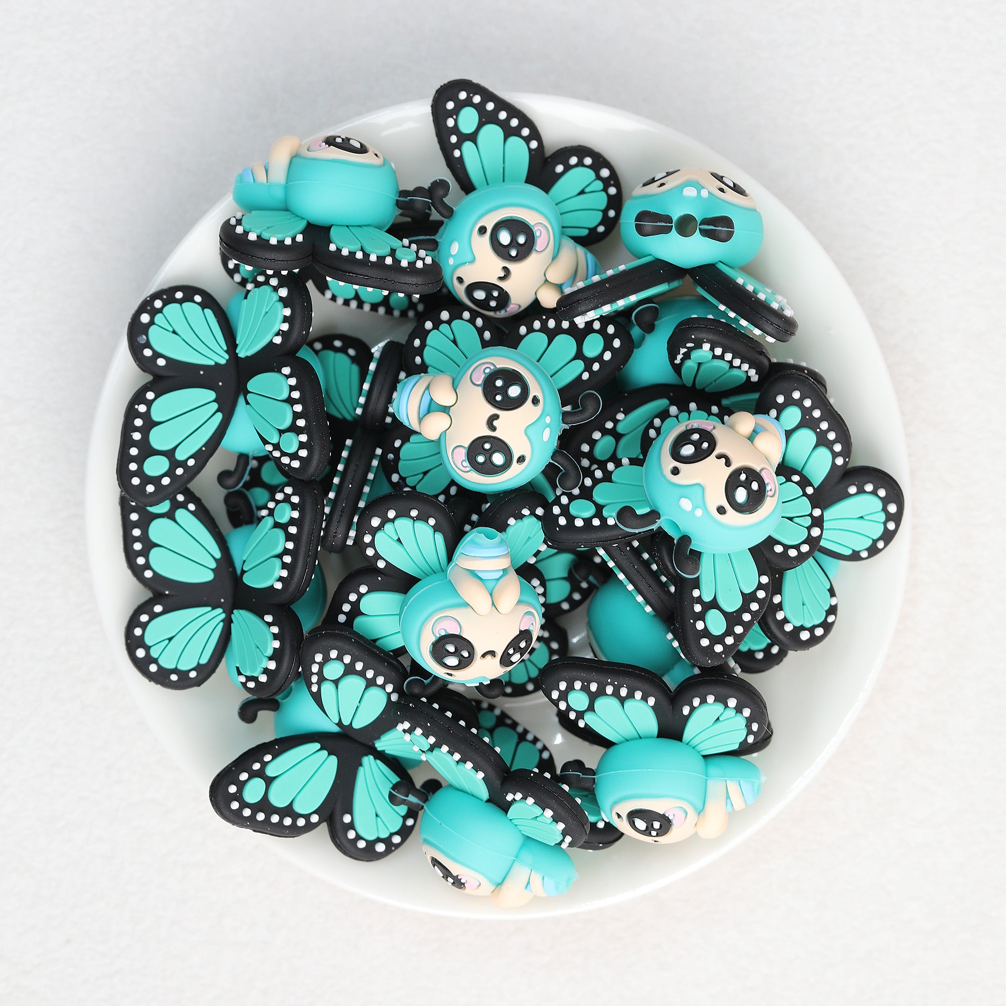 3D Colorful Butterfly Silicone Focal Beads 20Pcs  8