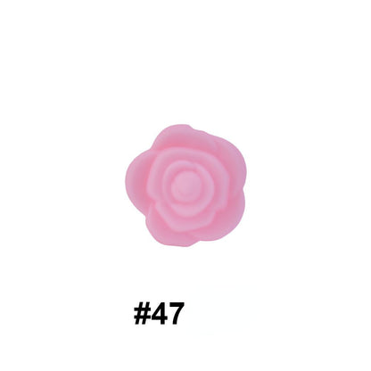 Double-Sided Flower Silicone Beads Multi Color Solid 50pcs 24