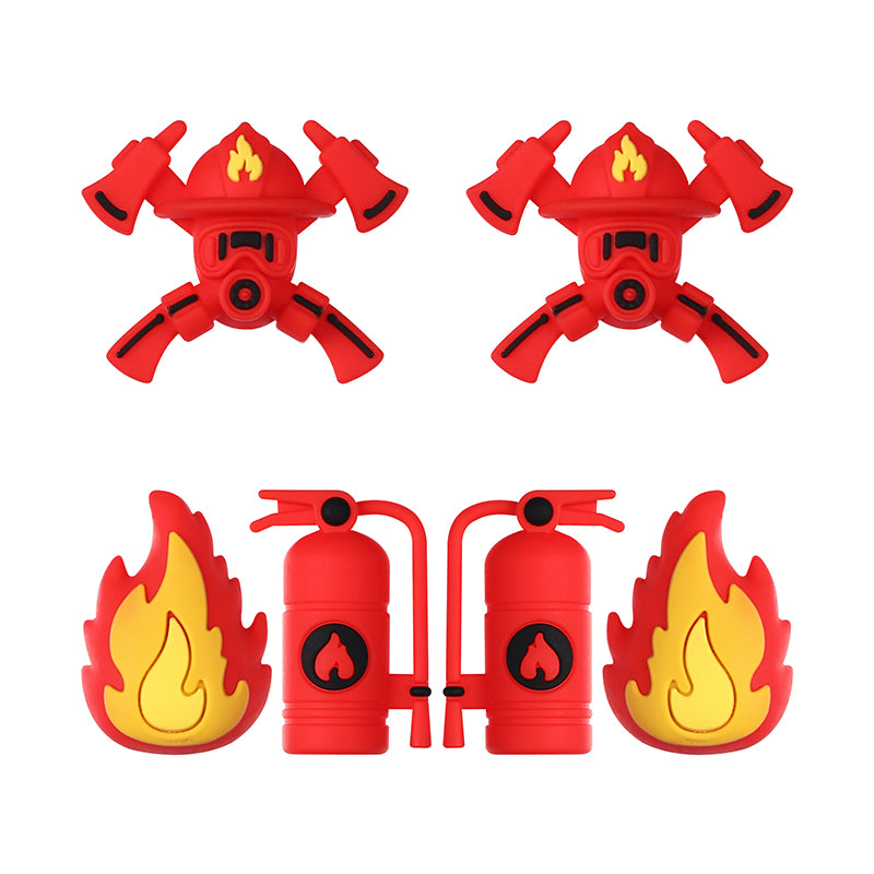 Silicone 3D Focal Beads Fire Fighting Fire Helmet Crossed Axes 20pcs