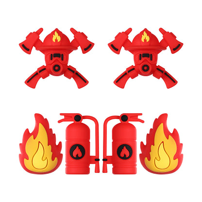 Silicone 3D Focal Beads Fire Fighting Fire Helmet Crossed Axes 20pcs