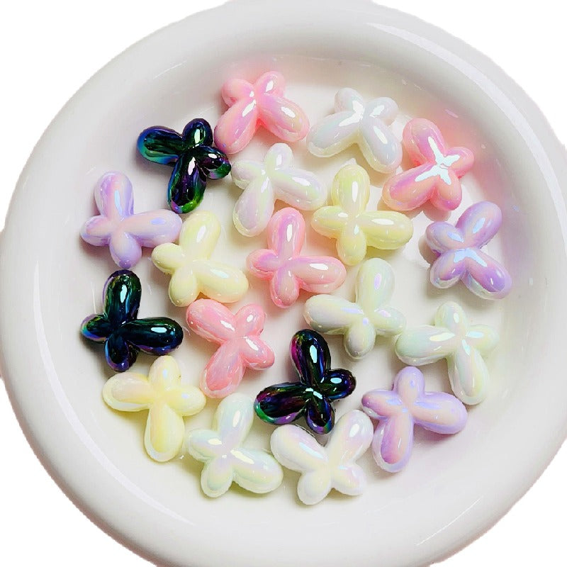 UV Finish Butterfly Acrylic Beads 24x18mm Glossy Mixed 10pcs 5