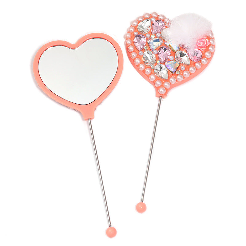 Beadable Heart Shape Handheld Makeup Mirror 26