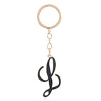 Metal Fashion Letter Keychain Black and Gold Script Design 16