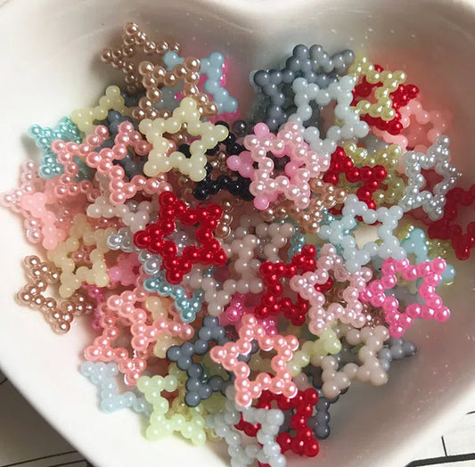Pearl Hollow Pentagram Acrylic Beads 12mm Imitation Pearl ABS Plastic 100pcs
