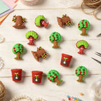 Silicone 3D Green Tree and Potted Plant Focal Beads 20pcs 5