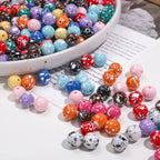 Colorful Speckled Acrylic Beads 12mm Round Mixed Colors 200pcs