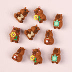 Silicone 3D Focal Beads Capybara Holding Books Flowers Turtles 20pcs 3