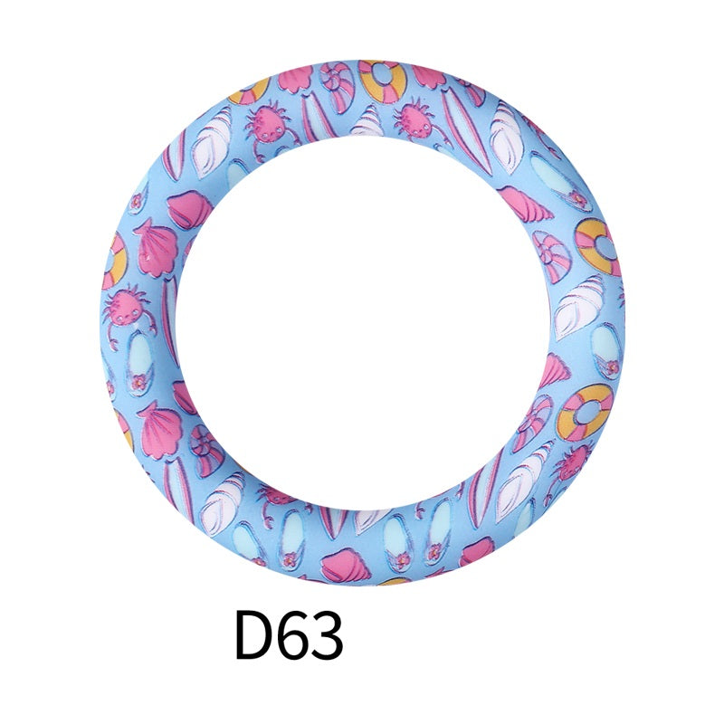 65mm Silicone Beads Printed Designs Vibrant Colors 22