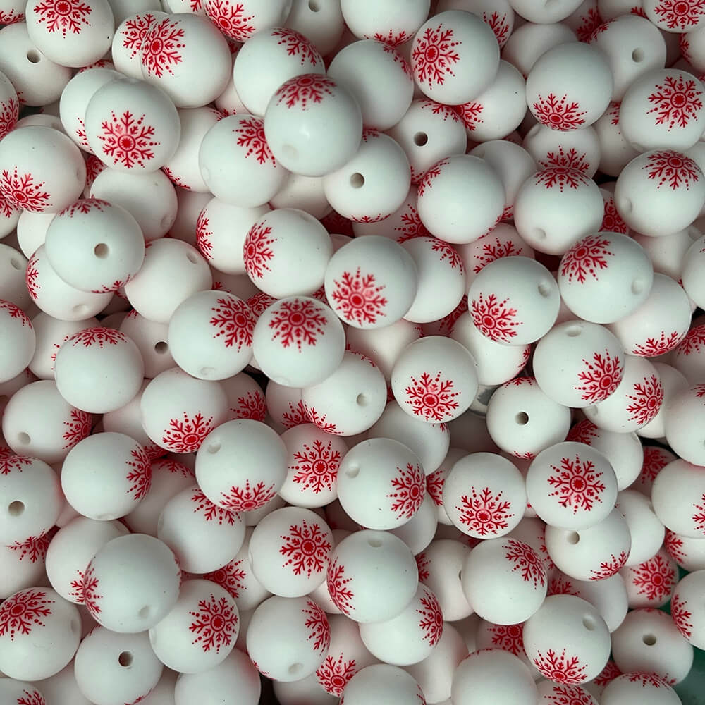 9-154# Christmas Printed Silicone beads