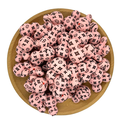 Silicone Focal Beads Mickey Head LV Pattern Printed 20pcs 8