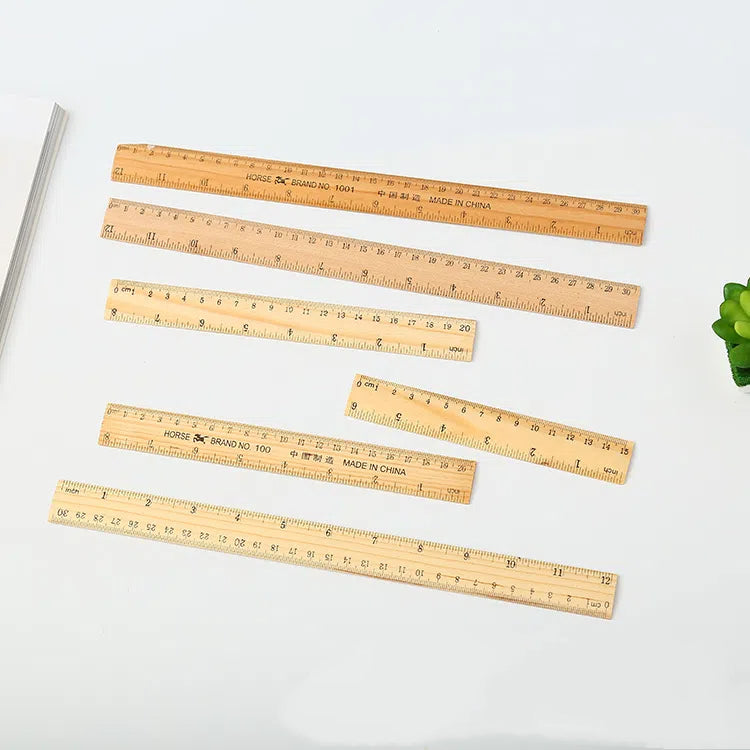 Natural Wood Measuring Rulers Smooth Grain 15cm 20cm 30cm 10pcs 6