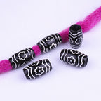 Small Flower Pattern Barrel Acrylic Beads 20mm Plastic Dreadlock 100pcs 6