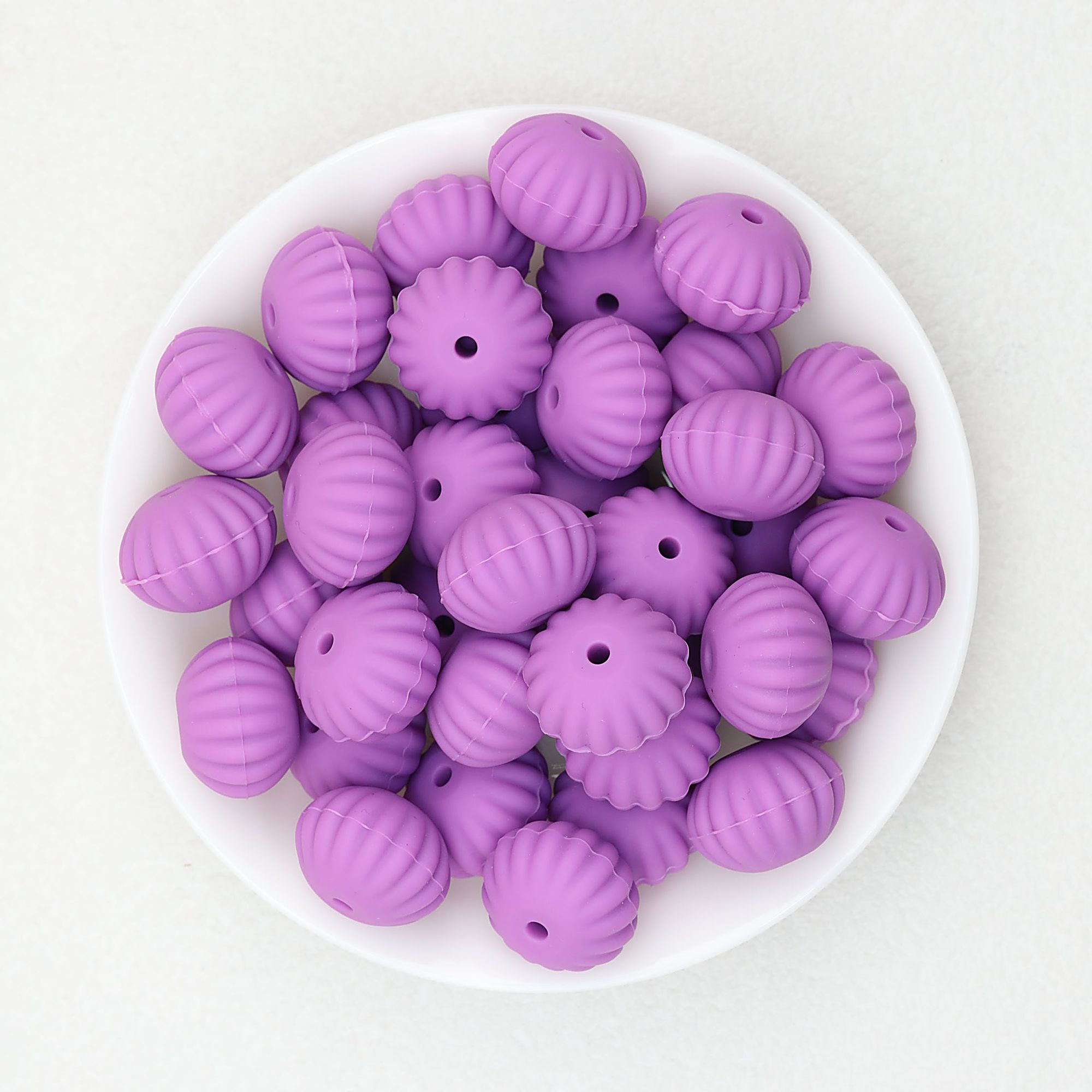 Solid Color Pumpkin Shaped Silicone Beads 20pcs - Purple
