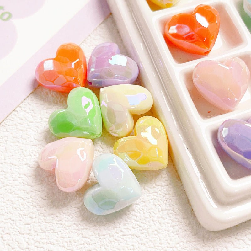 Faceted Heart Acrylic Beads 17.5mm Pastel Vibrant Mixed 10pcs 2