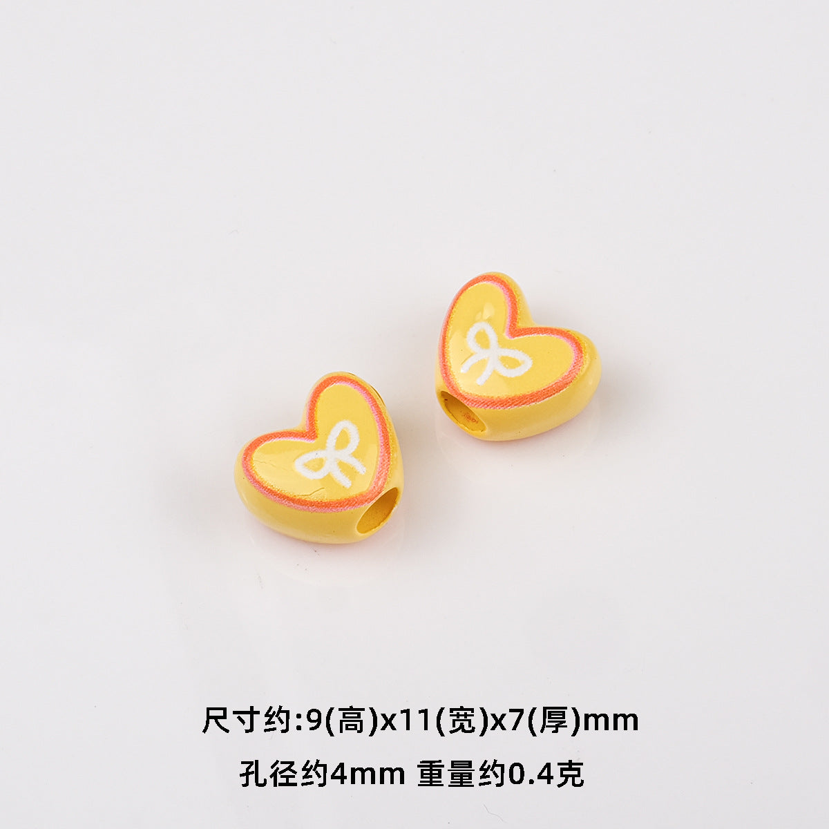 Bowknot Outline Heart Acrylic Beads 11mm 40pcs 12