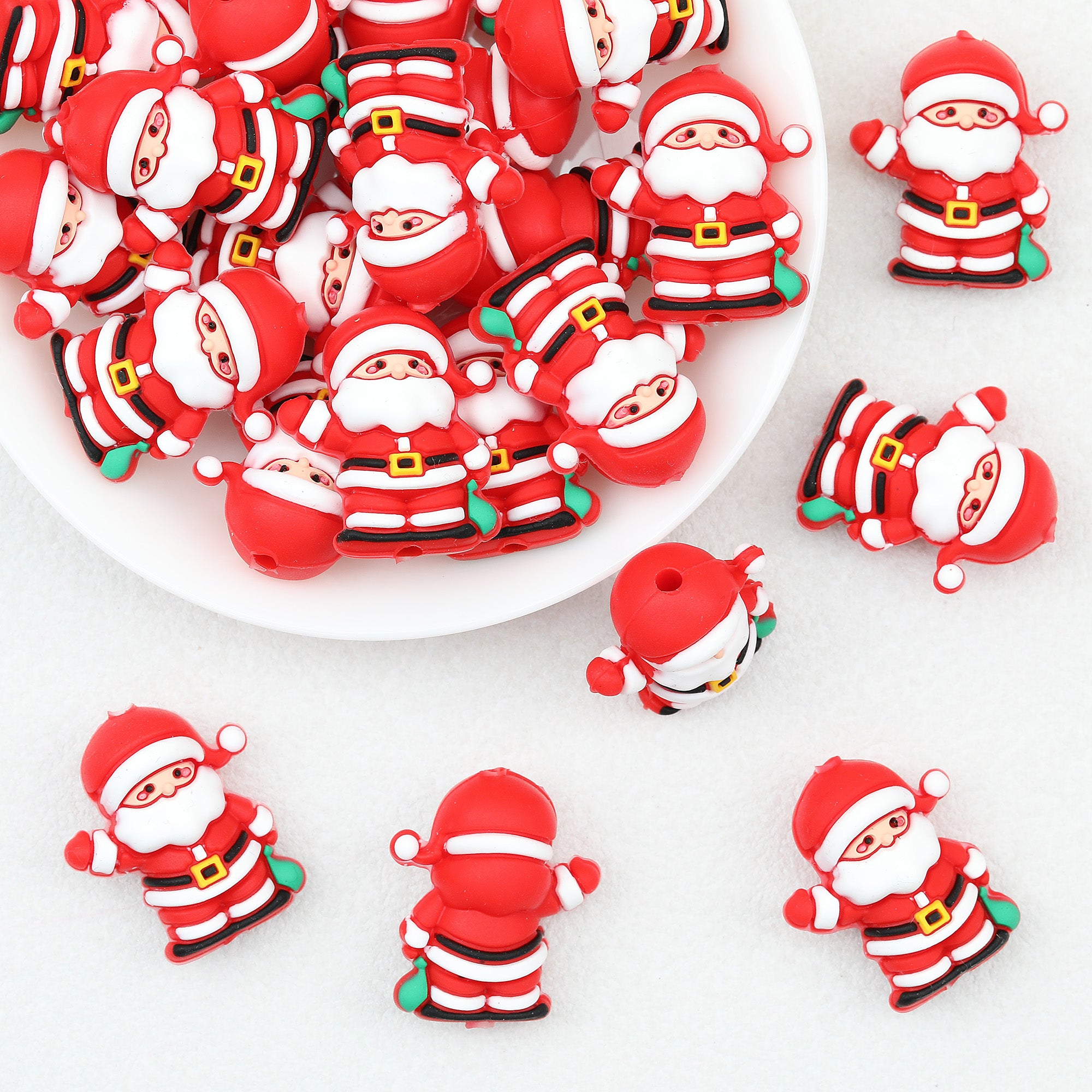 Christmas 3D Santa Claus Silicone Focal Beads 20pcs