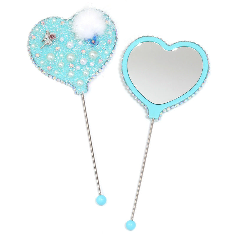 Beadable Heart Shape Handheld Makeup Mirror 17