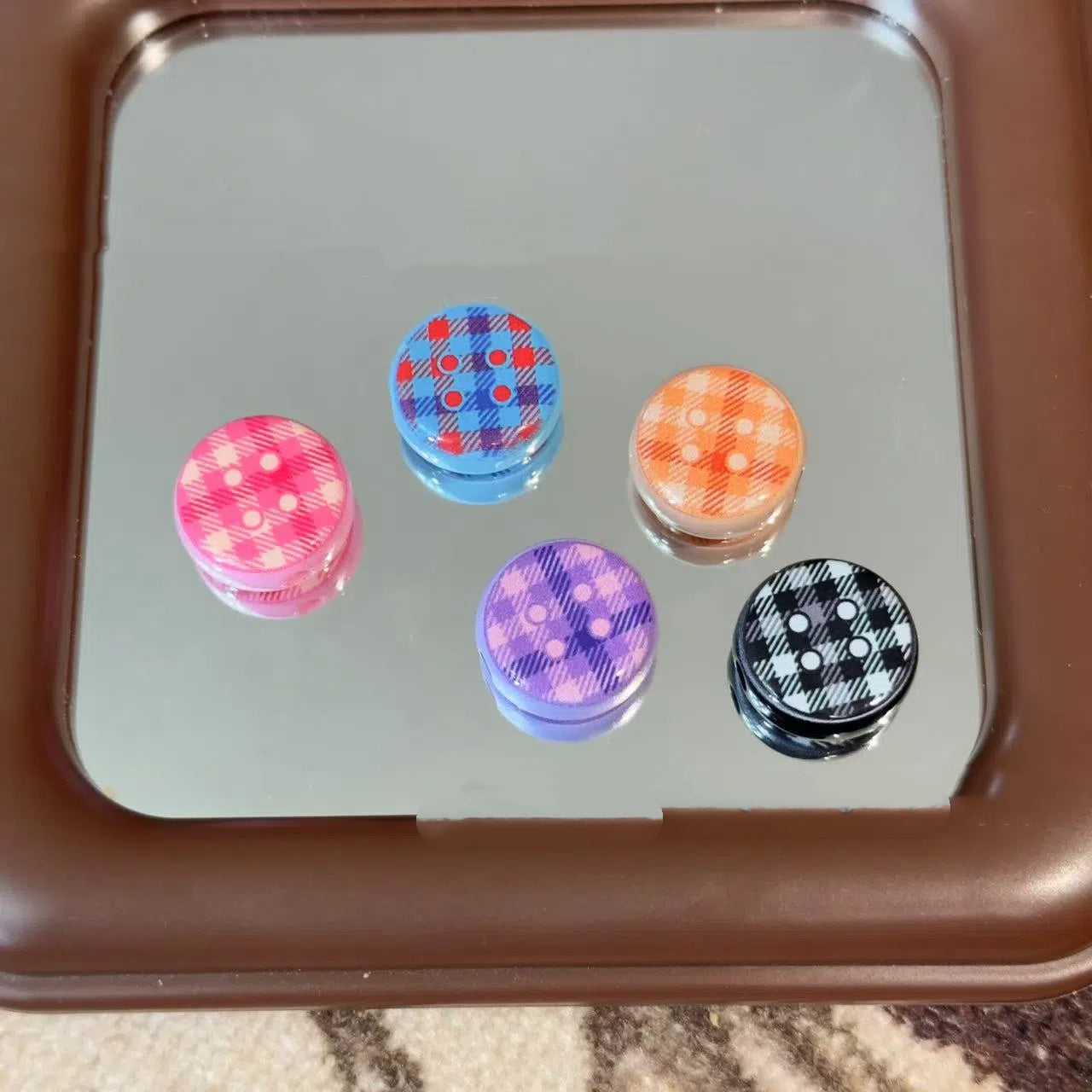Flat Houndstooth Acrylic Beads 18mm Glossy Colorful 20pcs