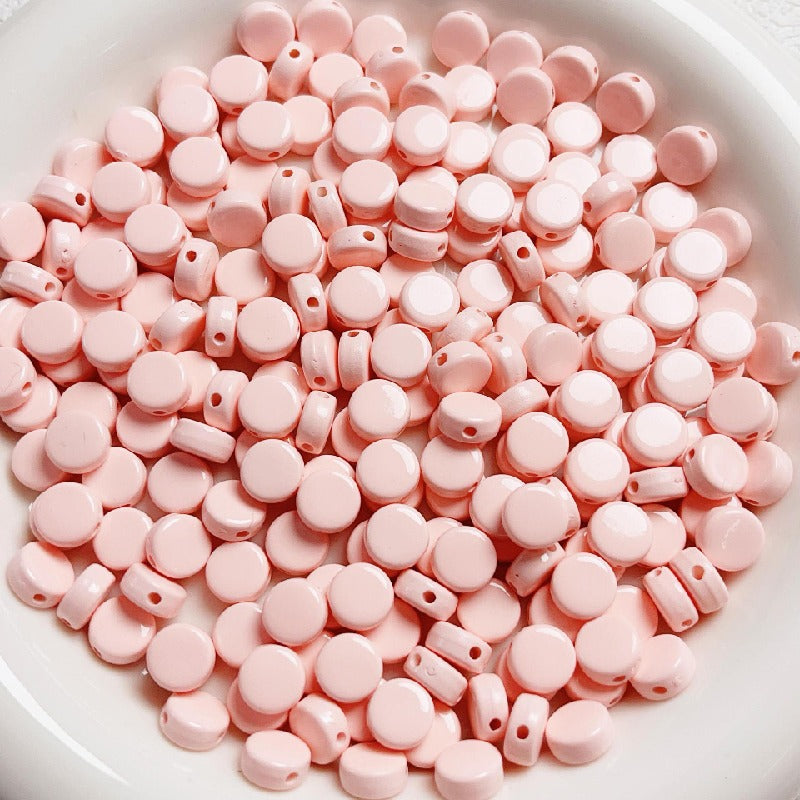Flat Acrylic Beads 8mm Glossy Colorful Mixed 50pcs 8