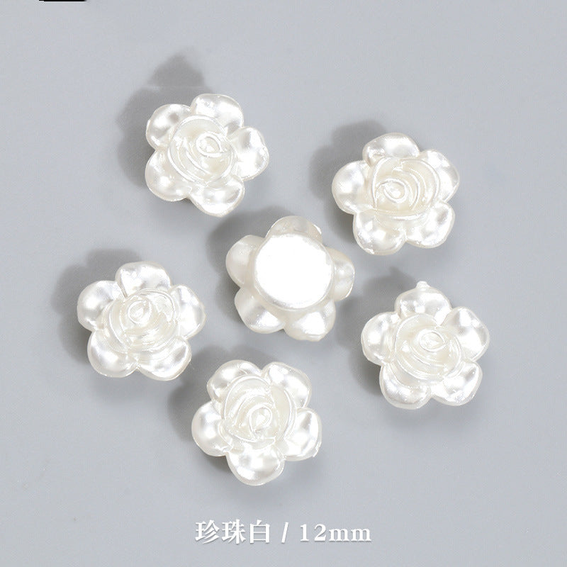 Pearl Imitation Camellia Acrylic Beads 10-18mm ABS Plastic 50pcs 5