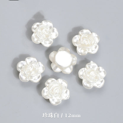 Pearl Imitation Camellia Acrylic Beads 10-18mm ABS Plastic 50pcs 5
