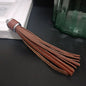 Silver PU Leather Tassel Keychain Metallic 9cm Length - 23 dark coffee